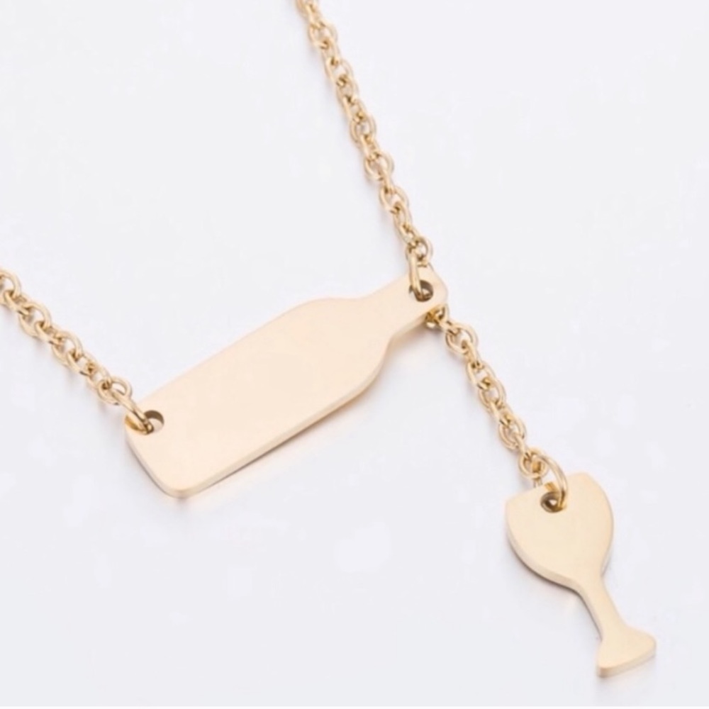 Wine glass and bottle necklace